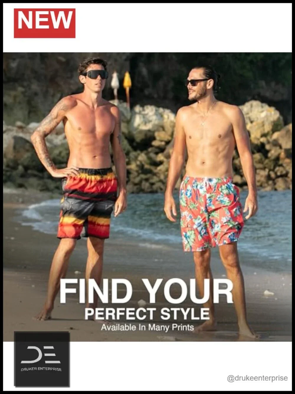 UPF 50+ Quick Dry Microfiber Swim Trunks with Mesh Lining
